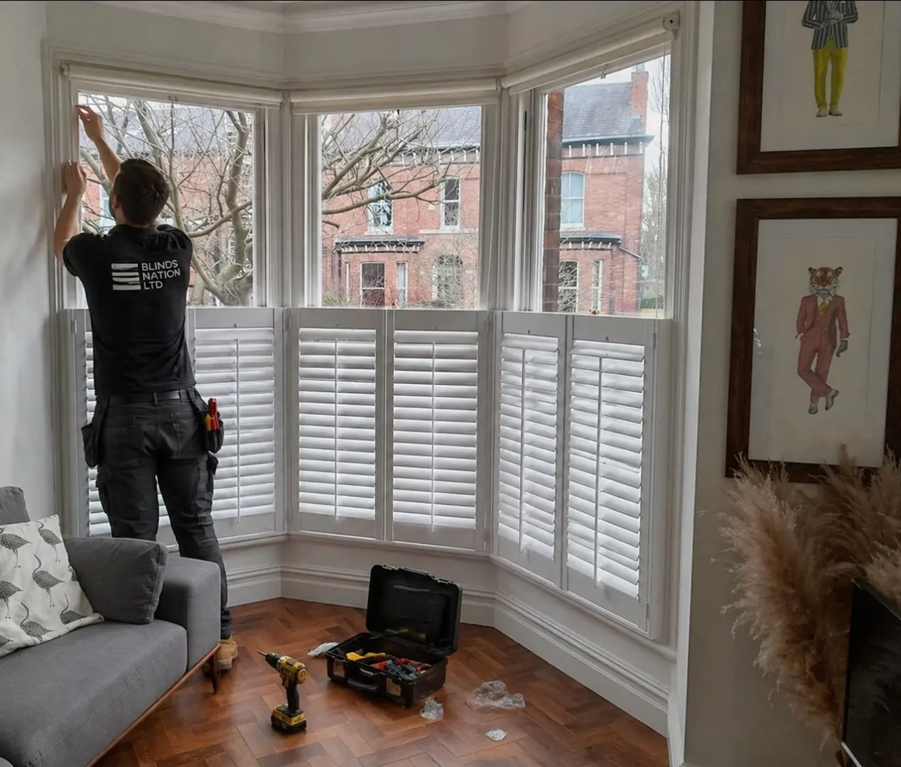 Plantation shutters with adjustable louvres – Selly Oak Blinds